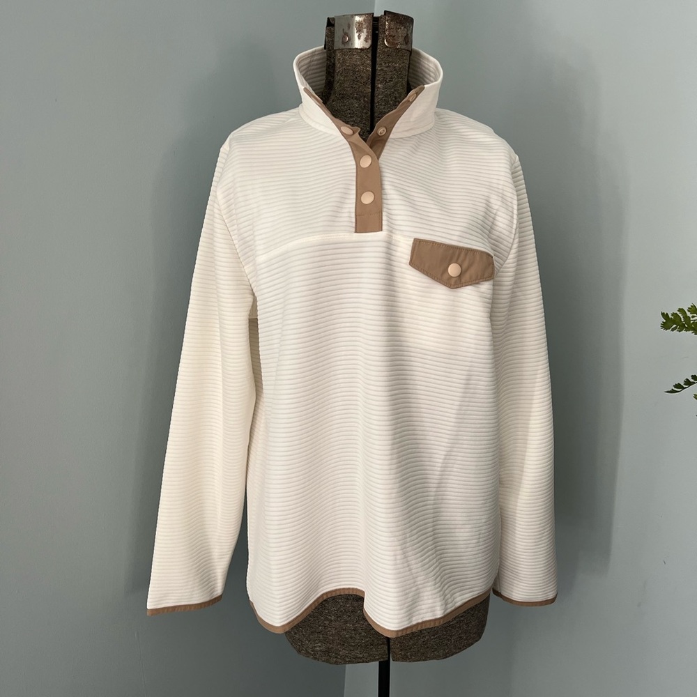 J.Crew White Ribbed Pullover